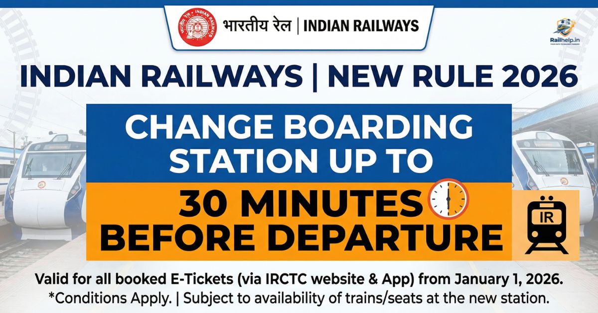 Indian Railways New Rule 2026 Change Boarding Station Up to 30 Minutes Before Departure